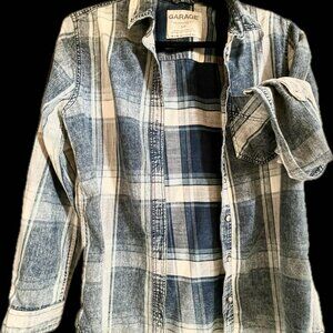 GARAGE cow girl, western, plaid, button down SHIRT. size Small women.